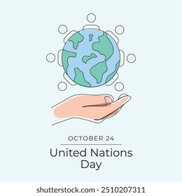 United Nations Day vector design template good for celebration usage. United Nations Day design Continuous line drawing. eps 10.