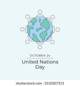 United Nations Day vector design template good for celebration usage. United Nations Day design Continuous line drawing. eps 10.