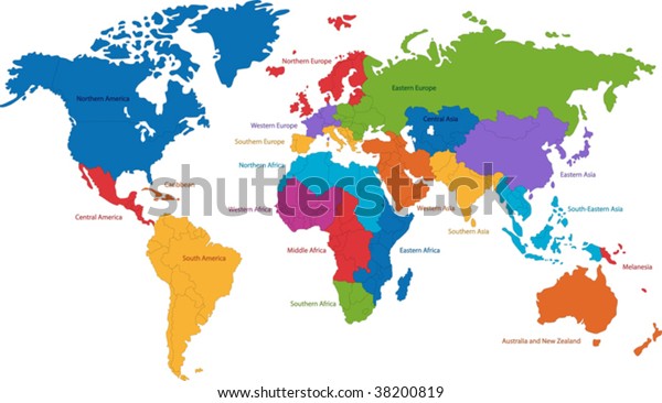 United Nations Divides World Into Macrogeographical Stock Vector ...