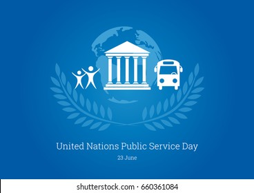 United Nations Public Service Day vector. Blue background with public icons. Important day