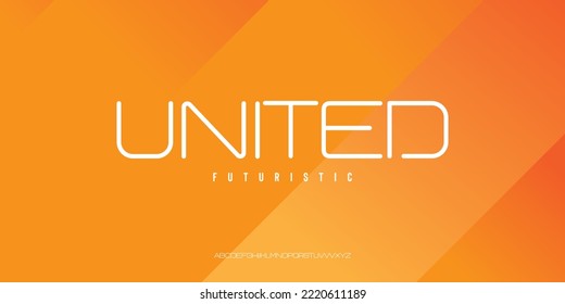 United Slim and minimal typography. Monogram font style. Modern abstract alphabet line font. Illustration and tech font in vector format.