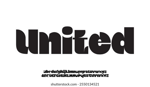 United, Sport Modern Italic Alphabet Font logo. Typography abstract urban style fonts for technology, digital, movie logos design. vector illustration
