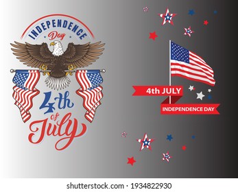 united state 4th of July greeting card with brush stroke background in United States national flag colors and hand lettering text Happy Independence Day.1 Vector illustration Fourth of July Independen