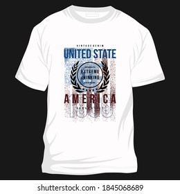 united state with abstract flag graphic vector typography t shirt design