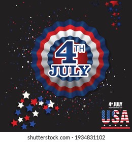united state America 4th of July greeting card with brush stroke background in United States national flag colors and hand lettering text Happy Independence Day. Vector illustration Fourth of July Ind