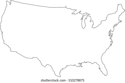 United State of America country map outline graphic vector style 
