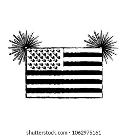 united state of america flag with fireworks