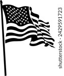 united state America flag on wind logo design vector file 