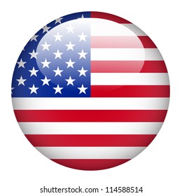 United State Of America Flag On Button