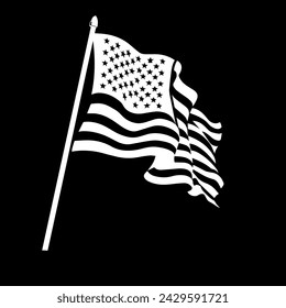 united state America flag on wind logo design vector file 