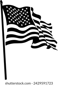 united state America flag on wind logo design vector file 