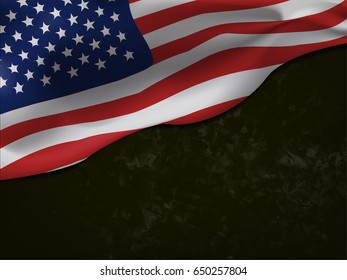 United State of America flag on grunge background with copy space in vector illustration. Concept of template for banner in USA. It can use for fourth of July event.