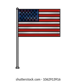 united state of america flag in pole symbol
