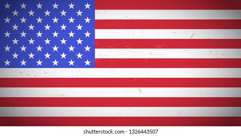 United State of America flag. Vector illustration. Grunge background