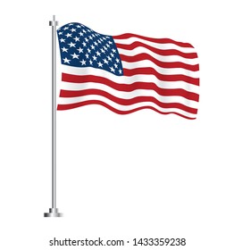 Bandera de los Estados Unidos de América. Ilustración vectorial. Bandera de onda aislada del país de los Estados Unidos.