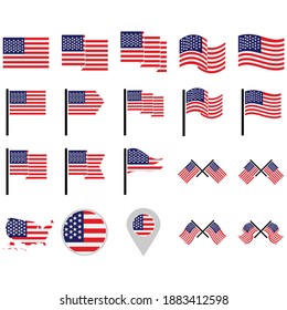 United State America Flags Icon Set Stock Vector (Royalty Free ...