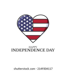 United State Of America Independence Day. United States Flag Heart Shape. Template For Holiday Banner, Poster, Invitation, Etc.