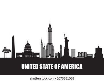 United state of america Landmark Global Travel And Journey paper background. Vector Design Template.used for your advertisement, book, banner, template, travel business or presentation.