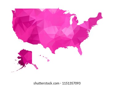 United State of America Map - Abstract geometric rumpled triangular low poly style gradient graphic on white background , line dots polygonal design for your. Vector illustration