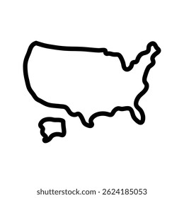 United State of America map icon. USA outline map. Simple icon design. Vector illustration
