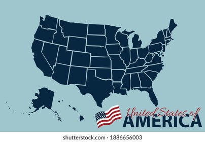 United State of America map illustration vector detailed USA map with states