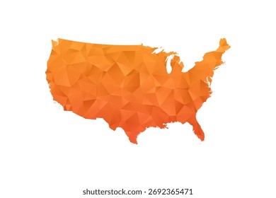 United State of America Map - Polygon Style Vector Illustration in Orange Gradient, Low Poly Geometric Design, Isolated on White Background for Infographics and Education.