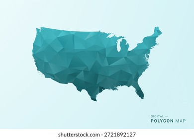 United State of America Karte - Polygon-Stil Vektorgrafik in blau-grün Low Poly geometrischen Design, moderne minimale Silhouette.