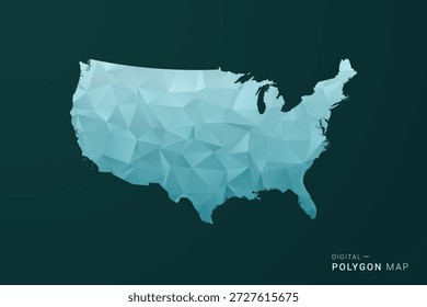 United State of America Map - Polygon style vector illustration in green and blue low poly geometric design, clean minimal silhouette for infographic.