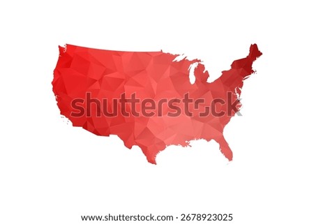 United State of America Map - Polygon Style Vector Illustration in Red Gradient, Low Poly Geometric Design, Isolated on White Background, Perfect for Infographics, Reports, and Educational Materials.