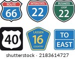 United State of America road signs vector, route sign, interstate sign