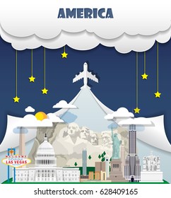 United state of America travel background Landmark Global Travel And Journey Infographic Vector Design Template. illustration.