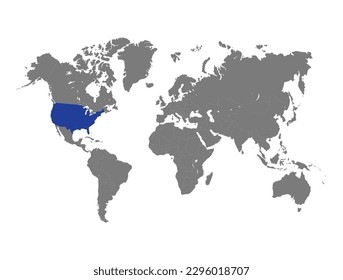United State Of America (USA) Country selected on world map