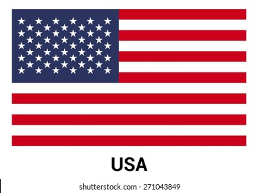United State of America USA flag isolated vector in official colors and Proportion Correctly. country's name label in bottom