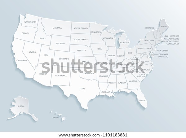 United State America Usa Map City Stock Vector Royalty Free