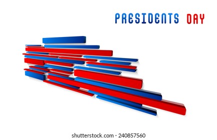 United State American flag color abstract design for Presidents Day celebration on white background.
