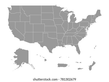 United state of american Territories map. High detailed map of United state of american Territories on white background. Vector illustration eps 10.