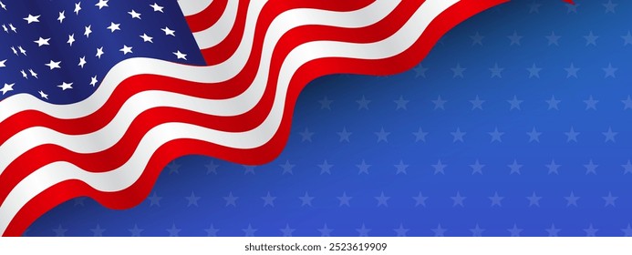 united state flag in blue background with white stars template background for national day, events, posters, cards, banners