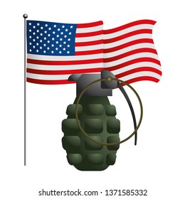 united state flag and grenade