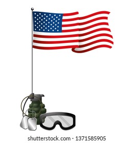 united state flag with grenade