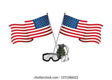 united state flag with grenade