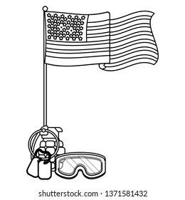 united state flag with grenade black and white