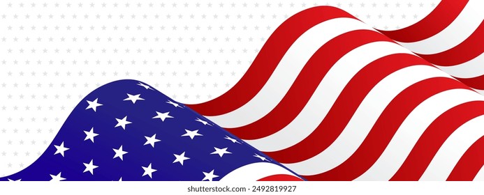 bandera de estados unidos en estilo de onda con estrellas grises en fondo blanco