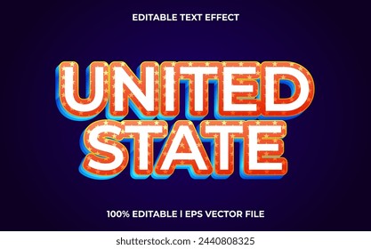 united state text effect modern alphabet fonts. trendy american typography style.