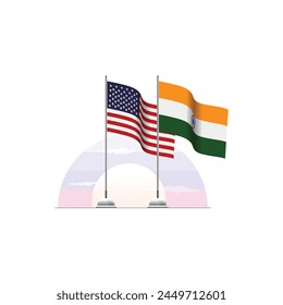 United Stated of America and Indian Flag, Patriotism and unity with national flag concept