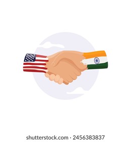 United Stated of America and Indian Flag painted on hand, Patriotism, unity and friendship with national flag