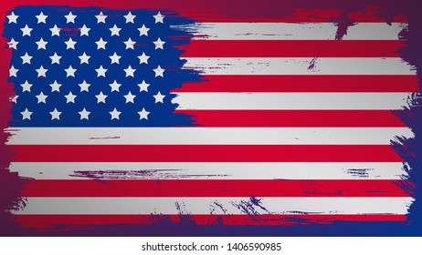 United Stated Flag With Distressed Effect, Isolated Vector