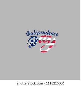 United Stated Independence Day lettering. Fourth of July typographic design in USA. Hand lettering illustration for greeting card, poster, banner, flayer, postcard, web. Vector typographic