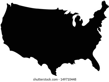 United Stated map in silhouette version