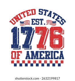 United States 1776 of America. 4th of July Tshirt Design