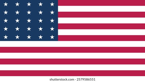 United States (25 Stars, Linear Pattern) Flag Vector Illustration Premium Quality